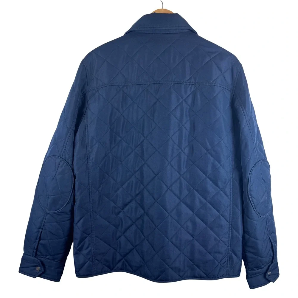 Banana Republic Quilted Jacket Mens M Navy Blue Diamond Stitch Barn Coat 987162